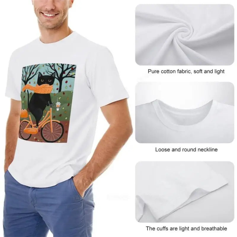 summer men t-shirt brand top Black Cat Autumn