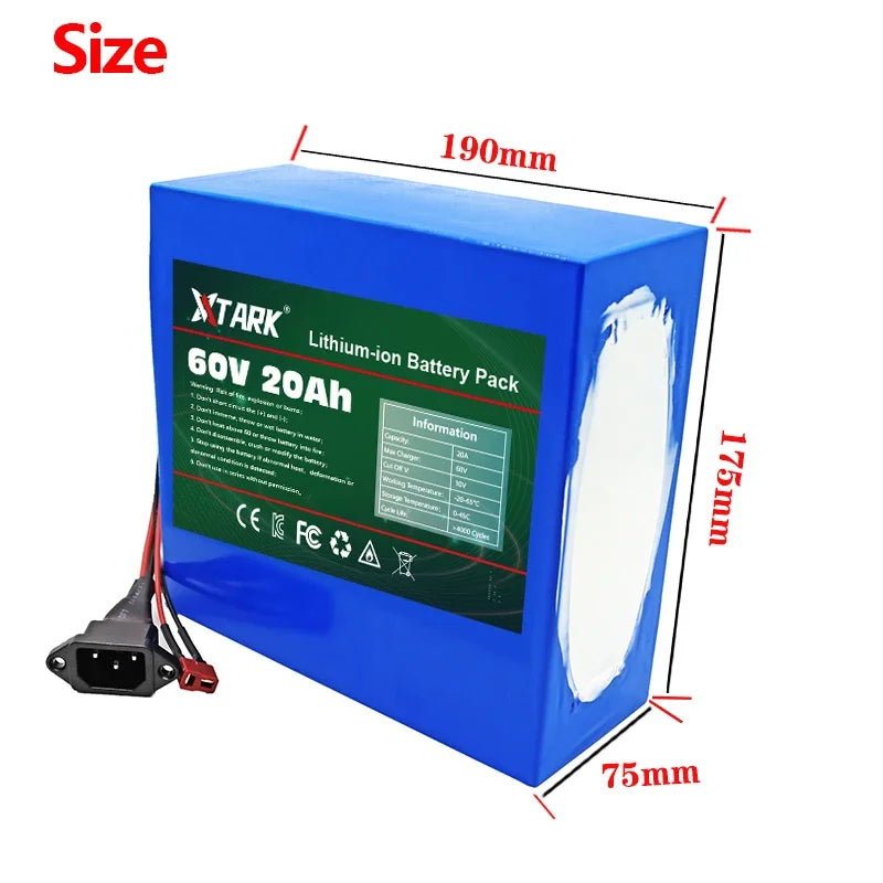 New 60V 20Ah 21700 Lithium Battery Pack 16S4P