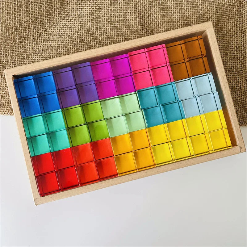 Acrylic Cubes Rainbow Gem Blocks Transparent Stacking Toys