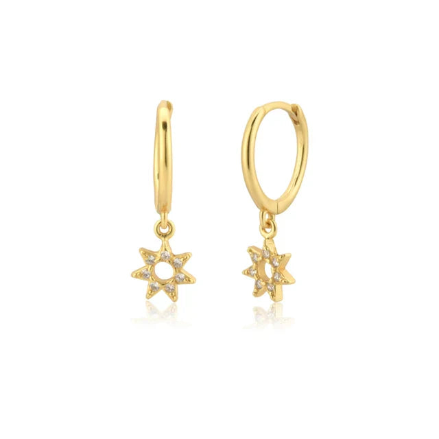 CCFJOYAS 925 Sterling Silver Lightning/Awl/Animal Pendant Hoop Earrings