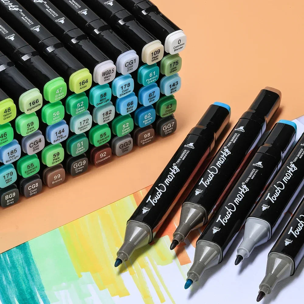 30/40/60/80 Color Markers Alcohol Felt Pen Manga Sketching