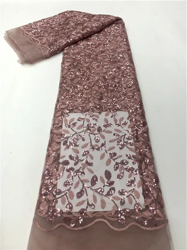 Green French Sequins Net Lace Fabric 2023 High