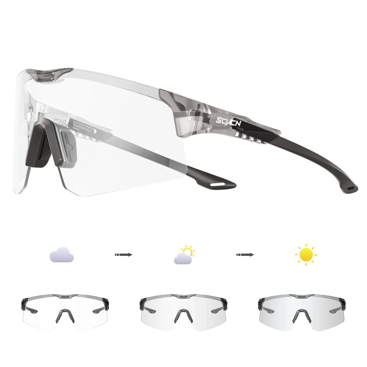 SCVCN New bicycle Photochromic Cycling Sunglasses Sports Running