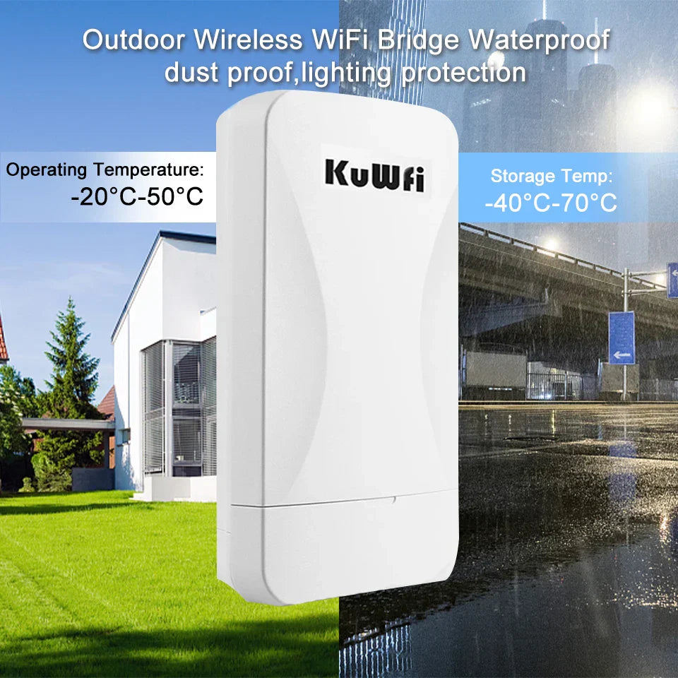 KuWfi 300Mbps Outdoor Wireless Bridge 2.4G Wi-fi Signal
