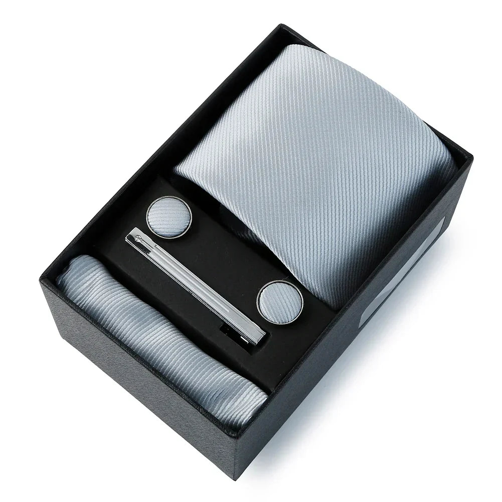 Top Quality Classic Business Ties Hanky Cufflink Clips