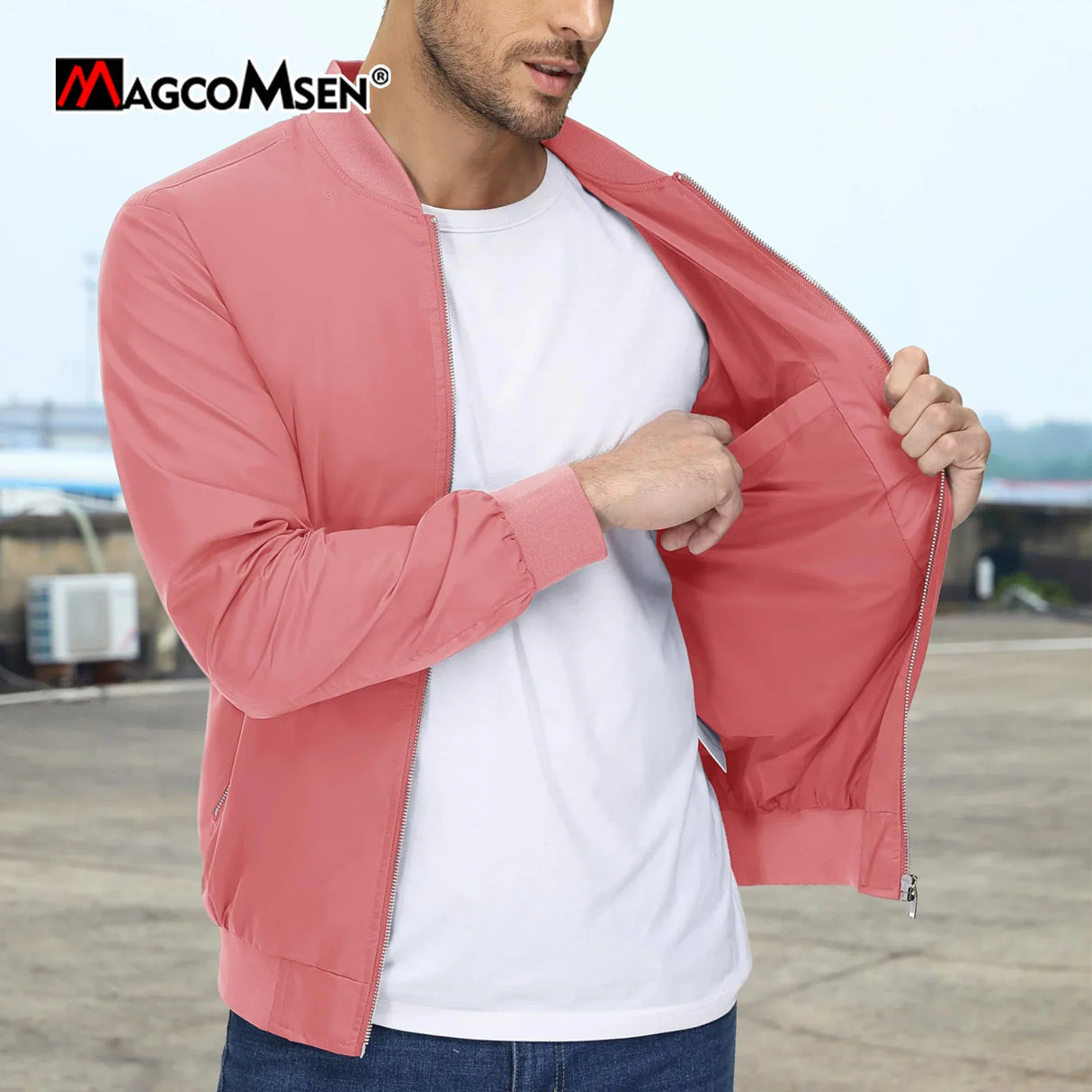 MAGCOMSEN Men's Lightweight Casual Jackets Spring Autumn Windbreaker