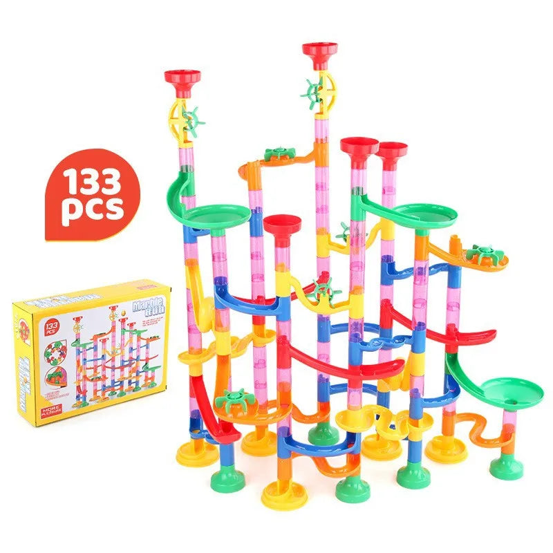 29-197pcs Set DIY Construction Marble Run Race Track
