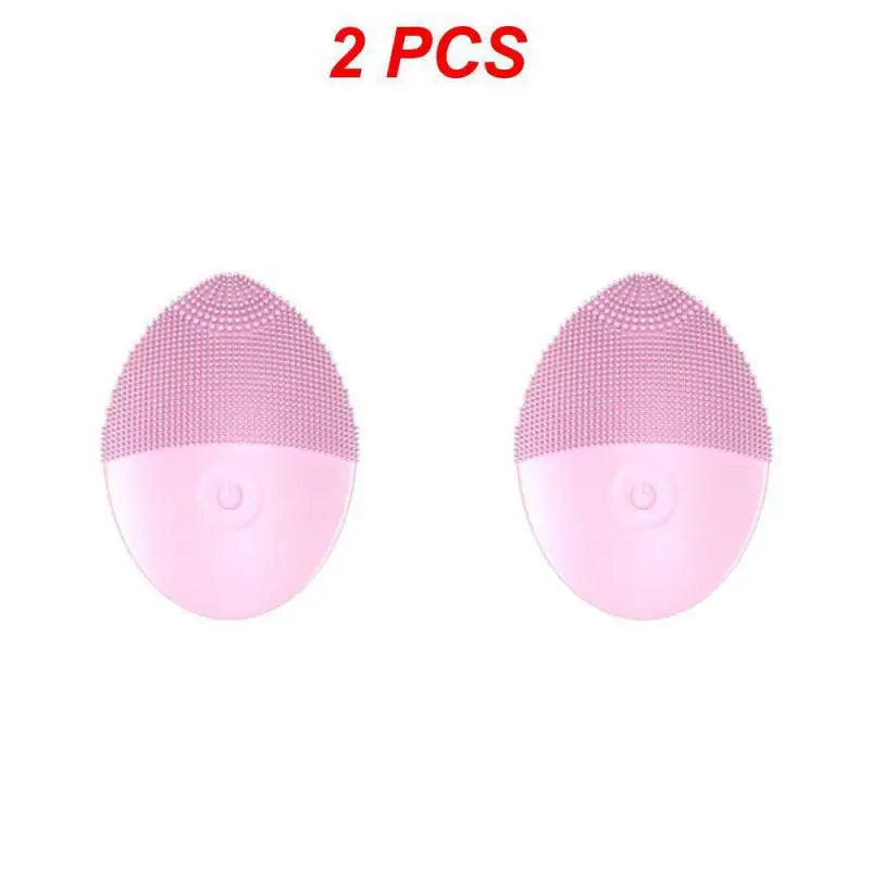 1/2PCS Electric Facial Cleansing Brush Silicone Ultrasonic Vibration