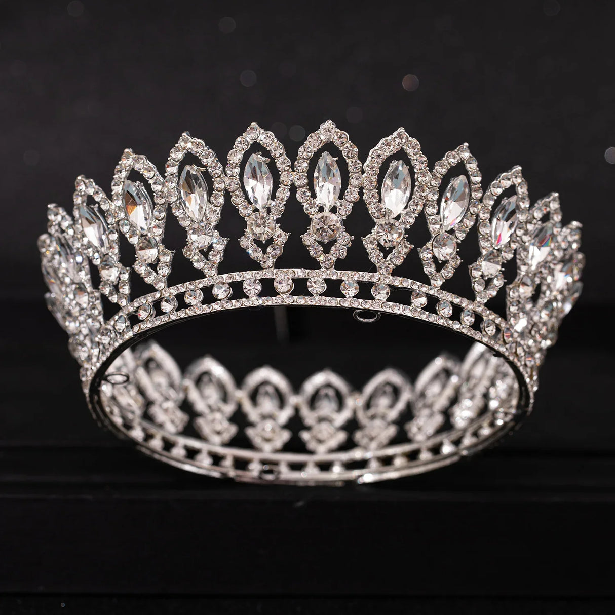 Crystal Rhinestone Round Crown Tiara Hair Jewelry Wedding