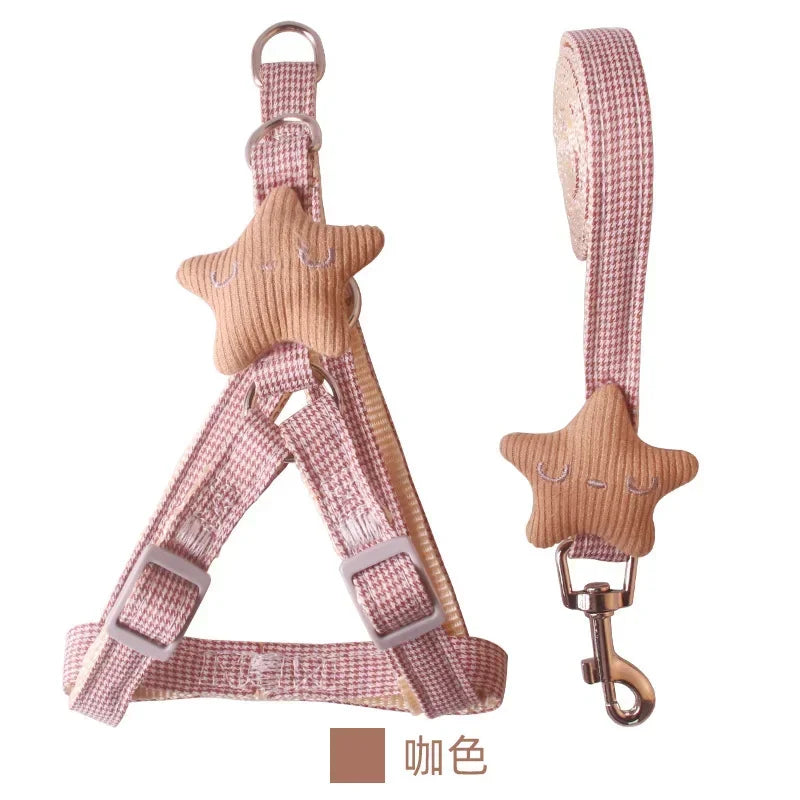 Dog Harness with 1.2m Traction Leash Adjustable Collars