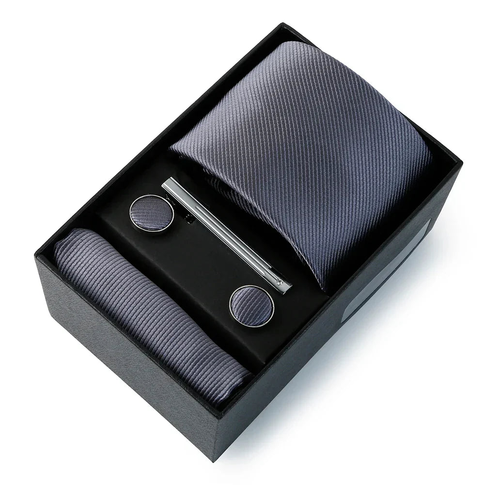 Top Quality Classic Business Ties Hanky Cufflink Clips