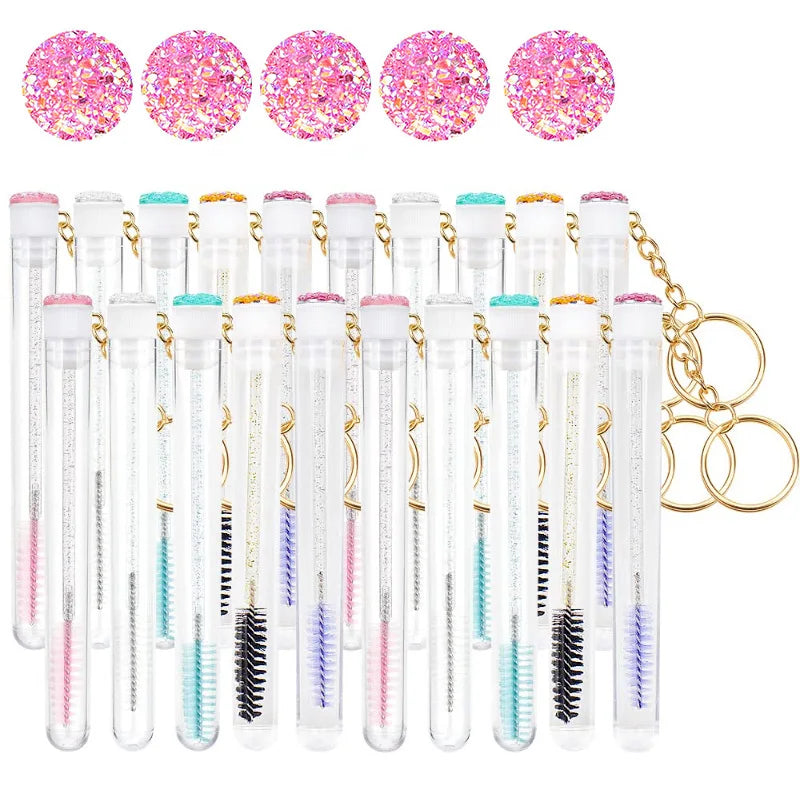 10pcs Mascara Wand Tubes Eyebrow Brush Diamond Key