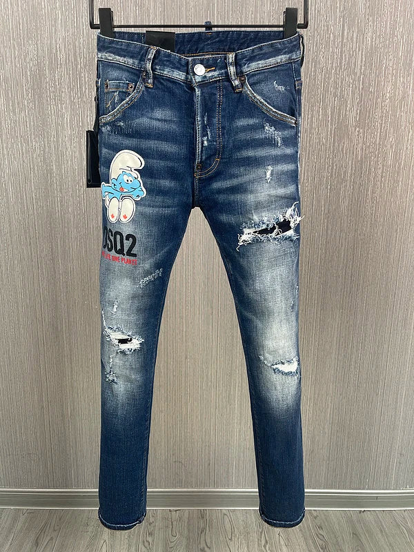 2024 Hot Men Jeans Denim Pants Hole Slim