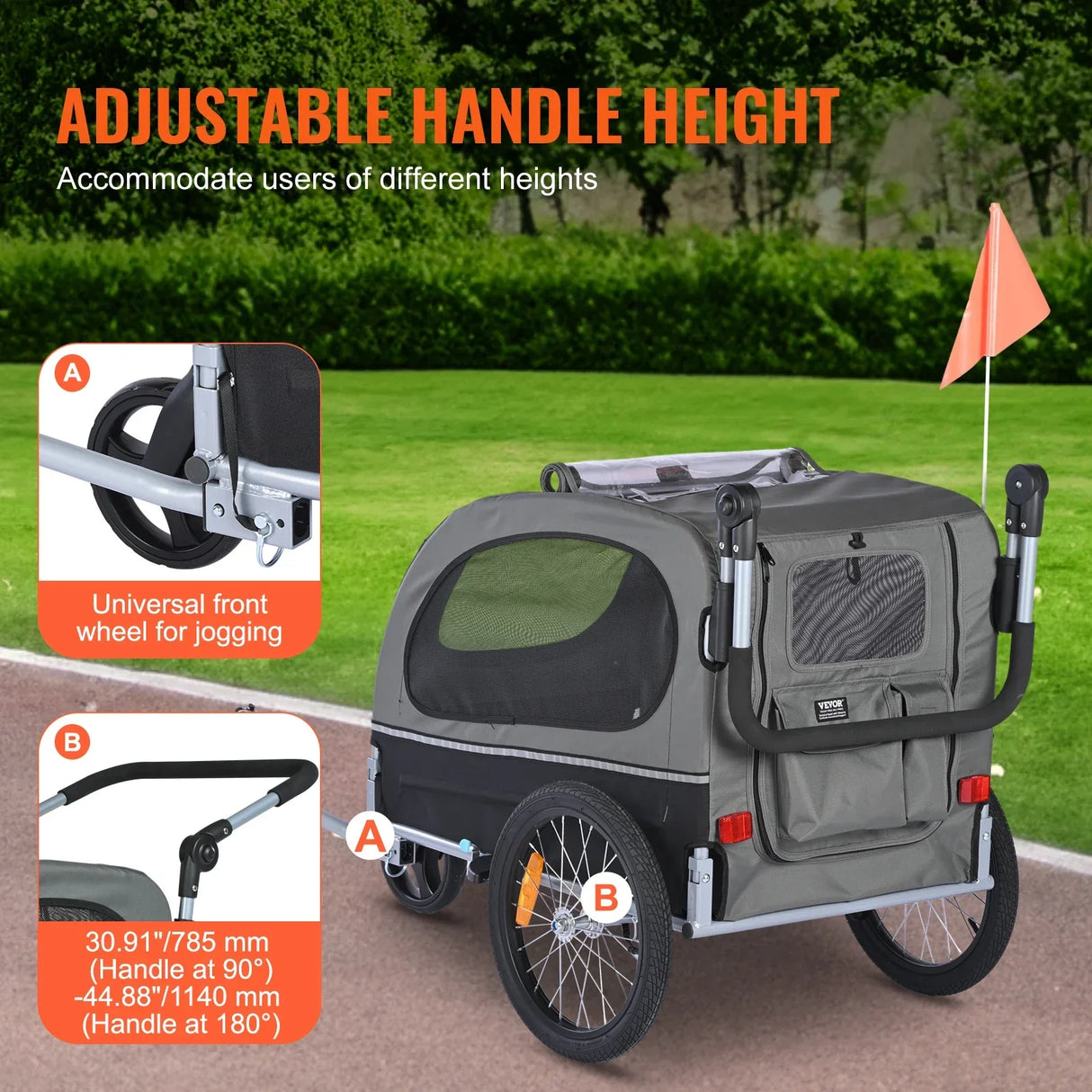 VEVOR 88 lbs 2-in-1 Pet Stroller Cart Dog