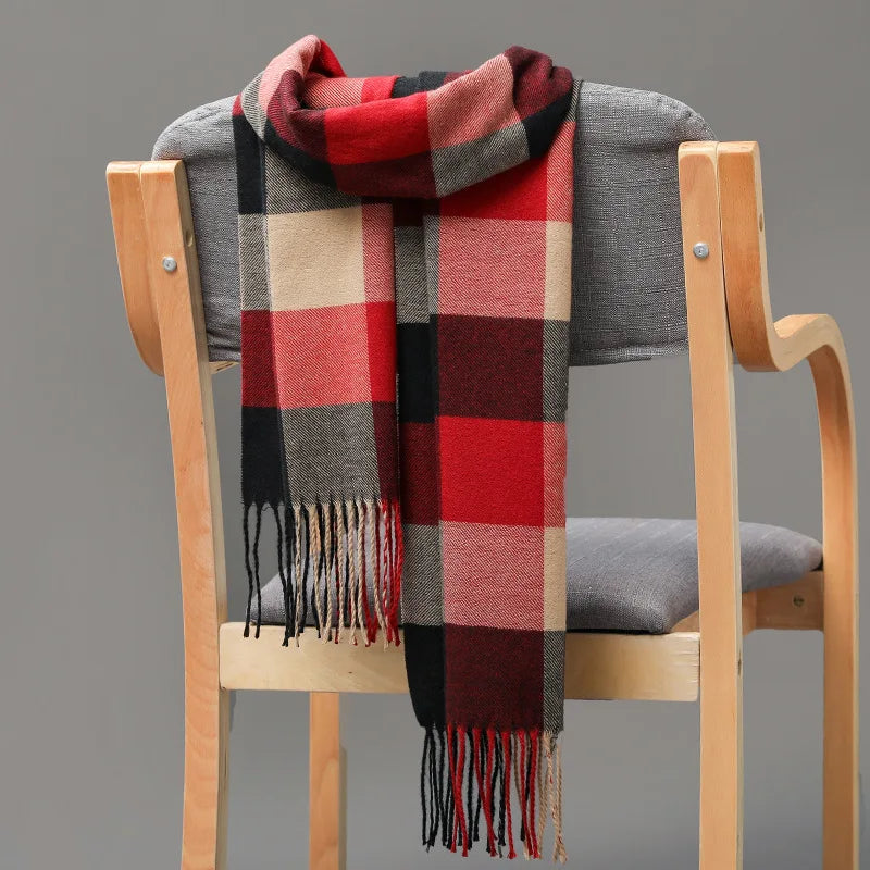 Luxury Brand Plaid Winter Men Scarf Warm Cashmere