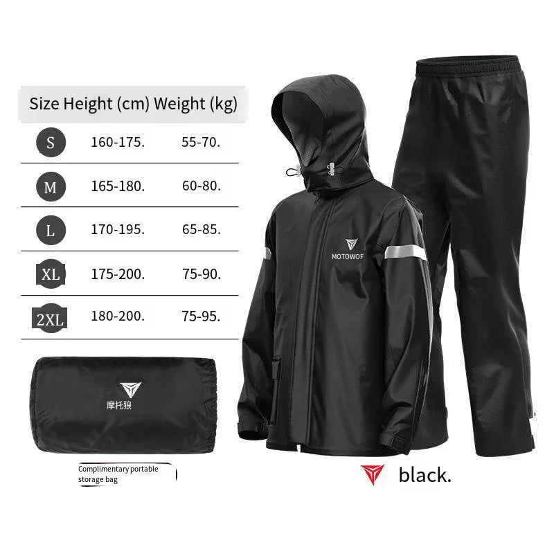 Motowolf Motorcycle Riding Raincoat Split Waterproof Outdoor Rain Pants Suit Rain Suit Reflective Motorcycle Rain Gear