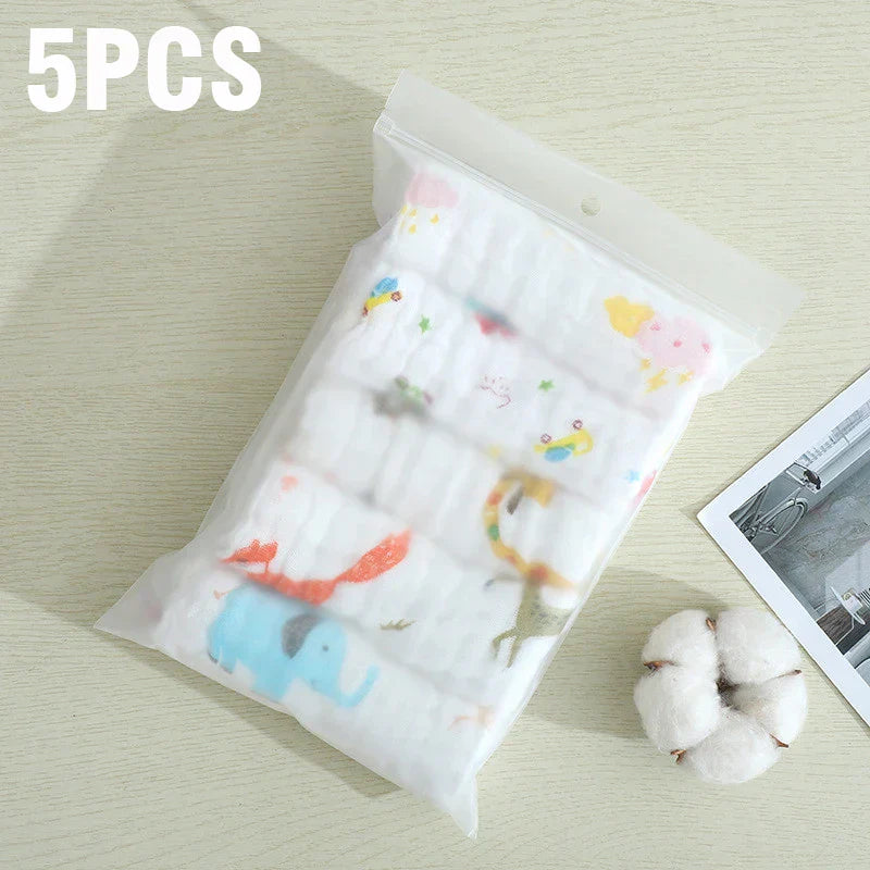 5PCS Baby Bath Towel 100% Cotton 6 Layers