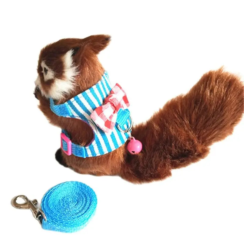 Adjustable Small Pet Stripe Harness Leash Vest Chest