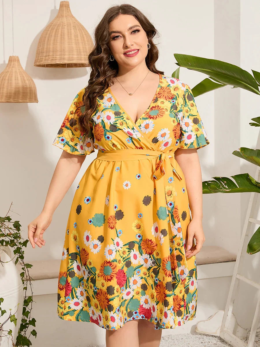4xl 5xl Plus Size Midi Dress Women 2023
