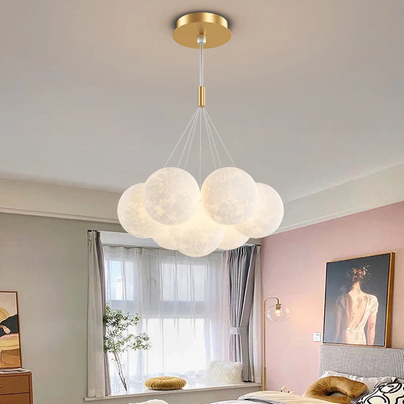 Modern 3D Moon Bubble Chandeliers Children's Room Decor