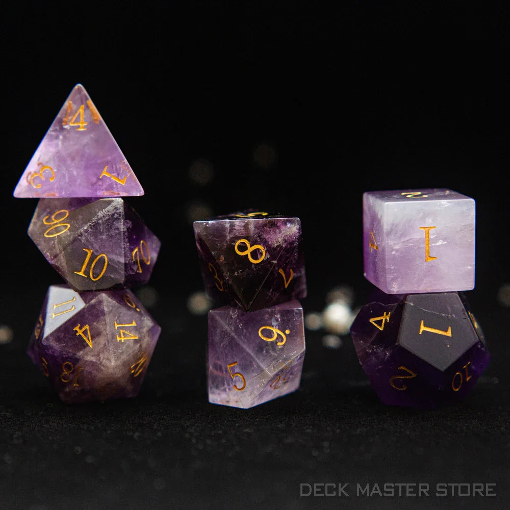 7pcsset Polyhedral Gemstone DnD Dice Set for Tabletop