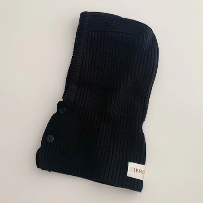 Baby Knitted One-piece Cap Scarf Solid Color Warm