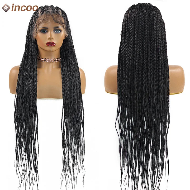 36" Lace Front Knotless Box Braided Wig for Black Women