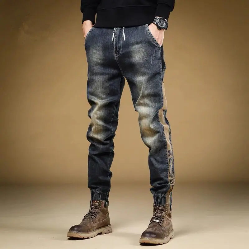 Trousers with Print Stretch Male Cowboy Pants Elastic