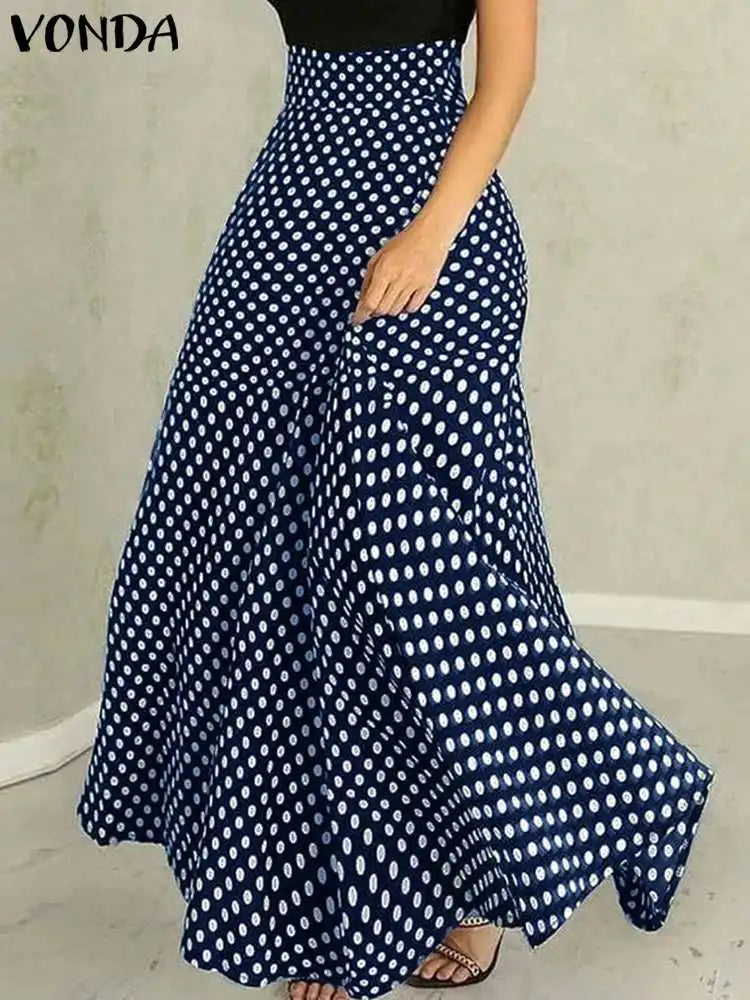 Plus Size VONDA Women High Waist Long Skirts