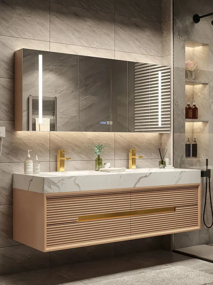 Light Luxury Bathroom Cabinet Rock Plate Washstand Modern