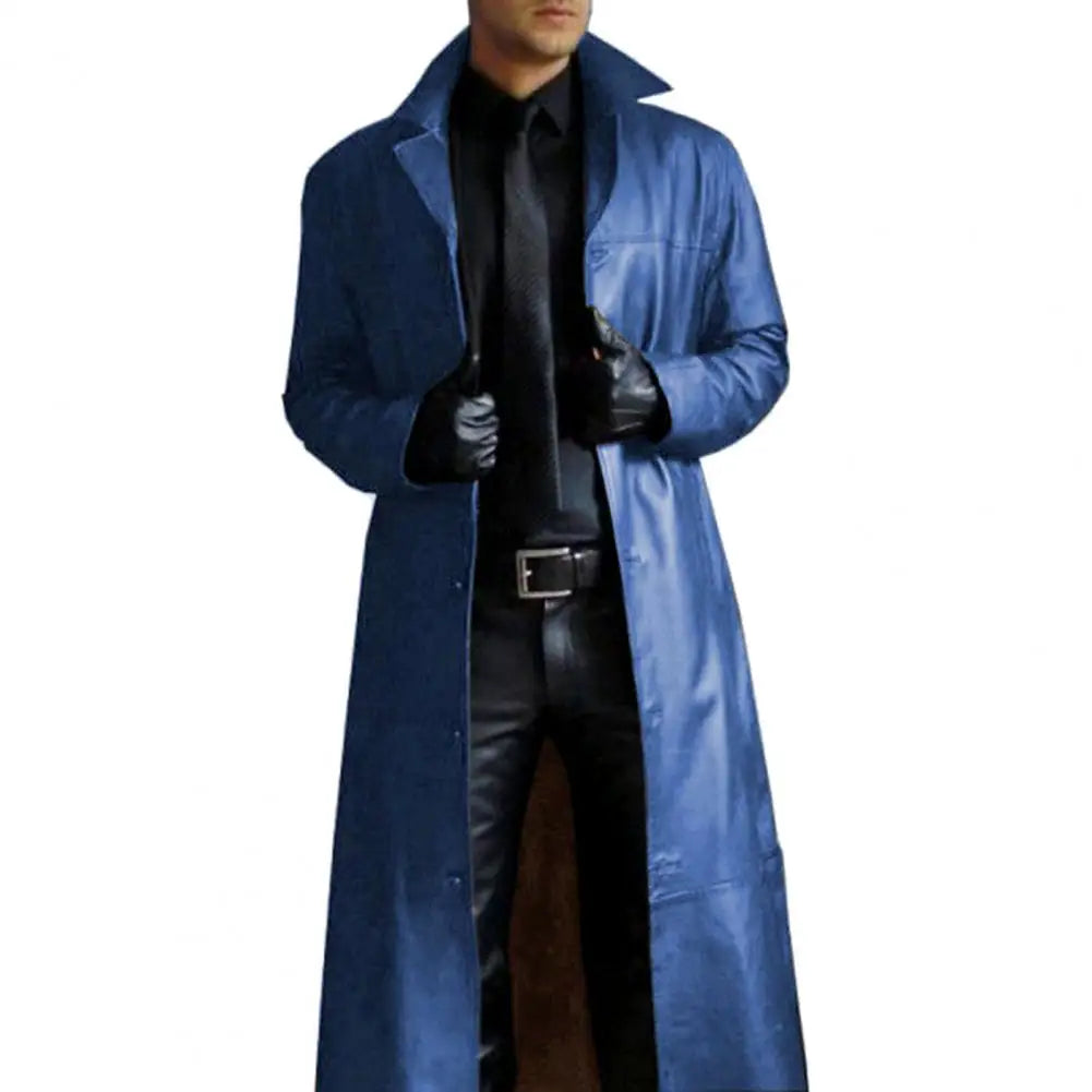 2023 New Men Lapel Goth Punk Black Long