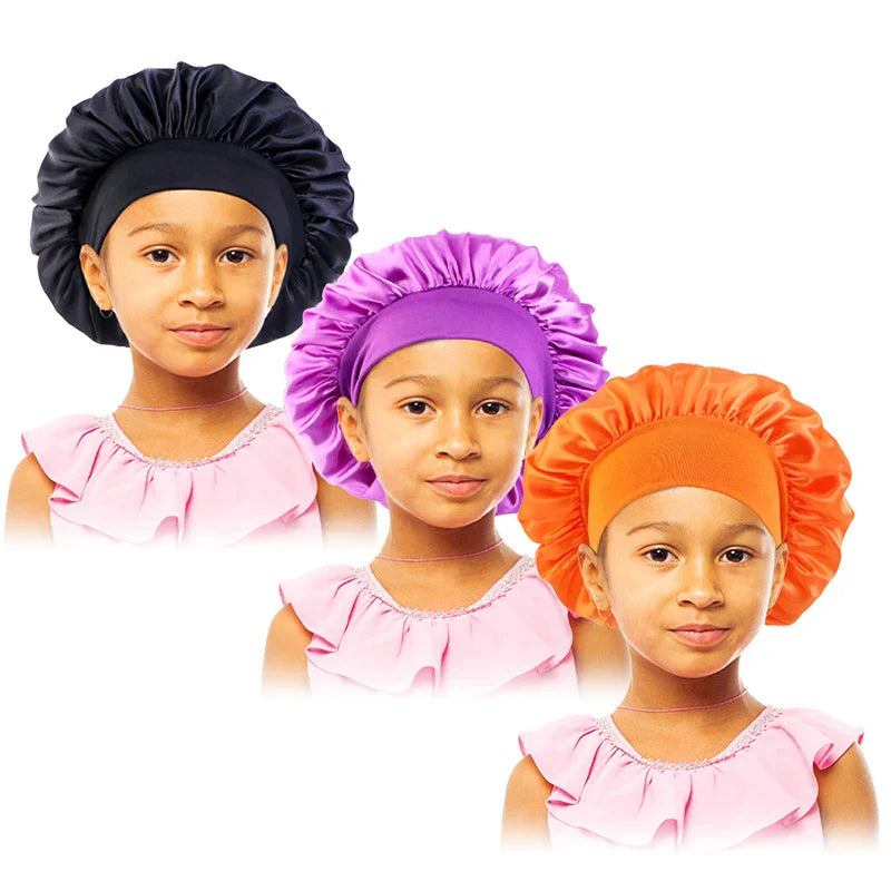 3PCS/LOT Children Elastic Sleepcap Kids Simple Solid Color