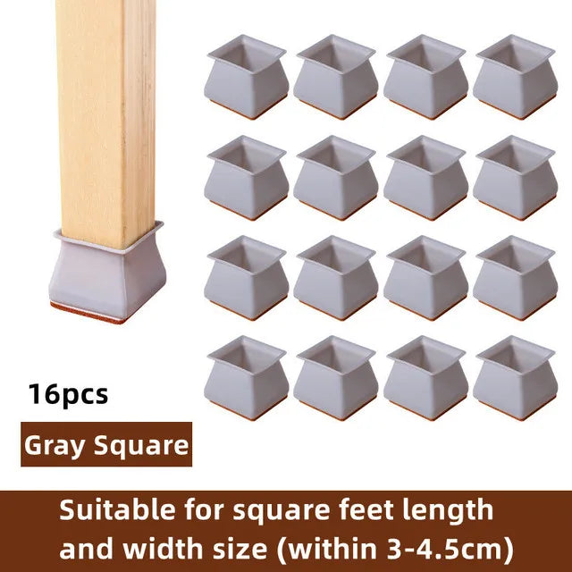 8/16pcs Silicone Table Chair Leg Caps With Felt