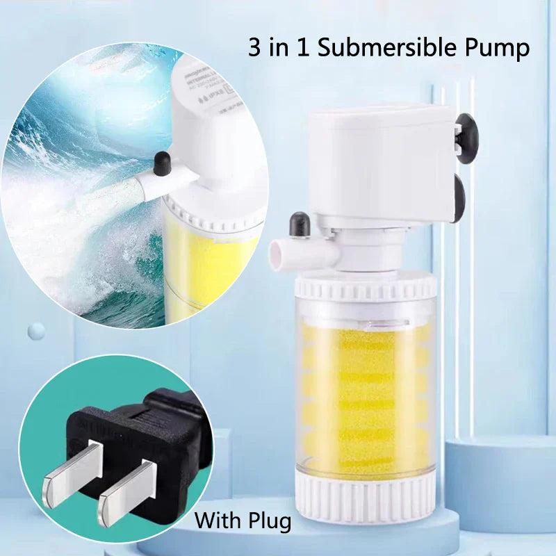 220~240V 3in1Ultra-Quiet Submersible Aquarium Water Pump Water Fountain