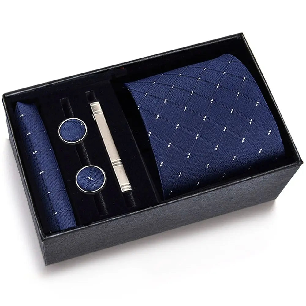 4PCSSet 8 cm Business Ties Handkerchief Cufflink Set
