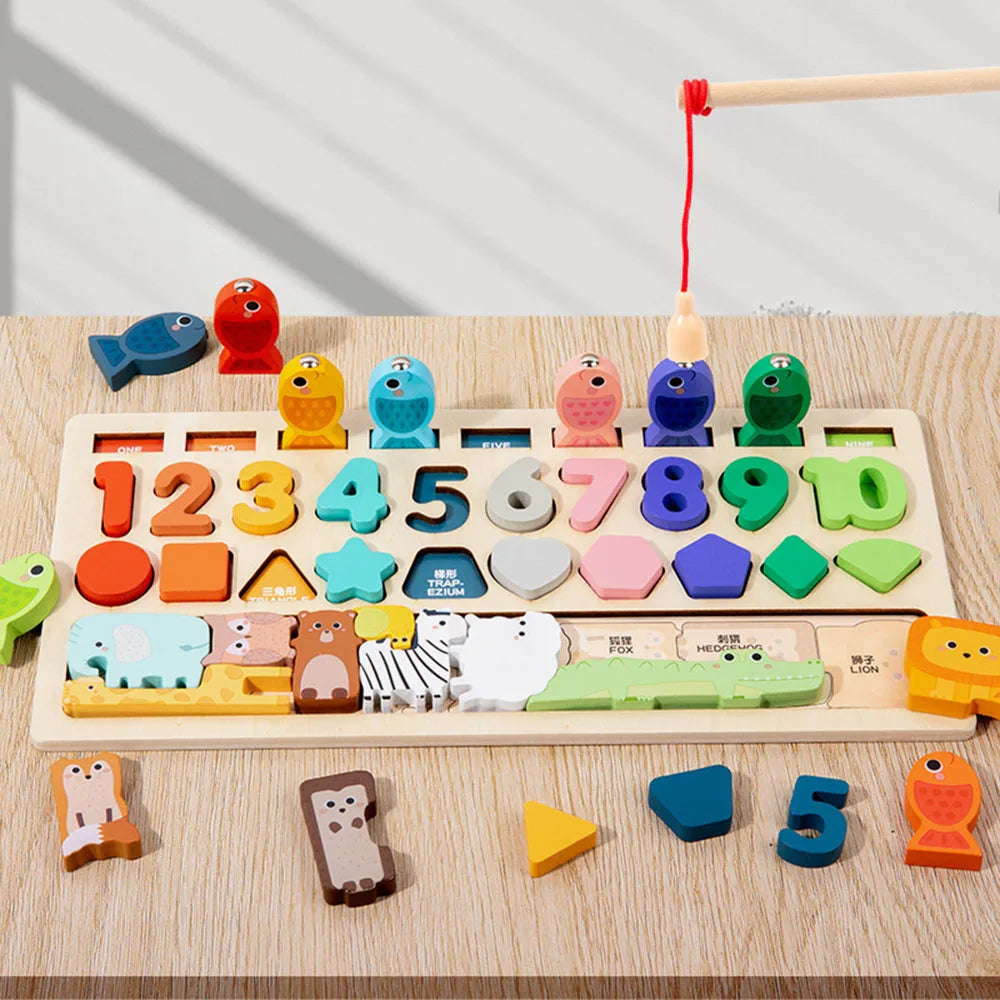 Toddler Montessori Toys Shape & Number Matching,Fishing Game,Animal