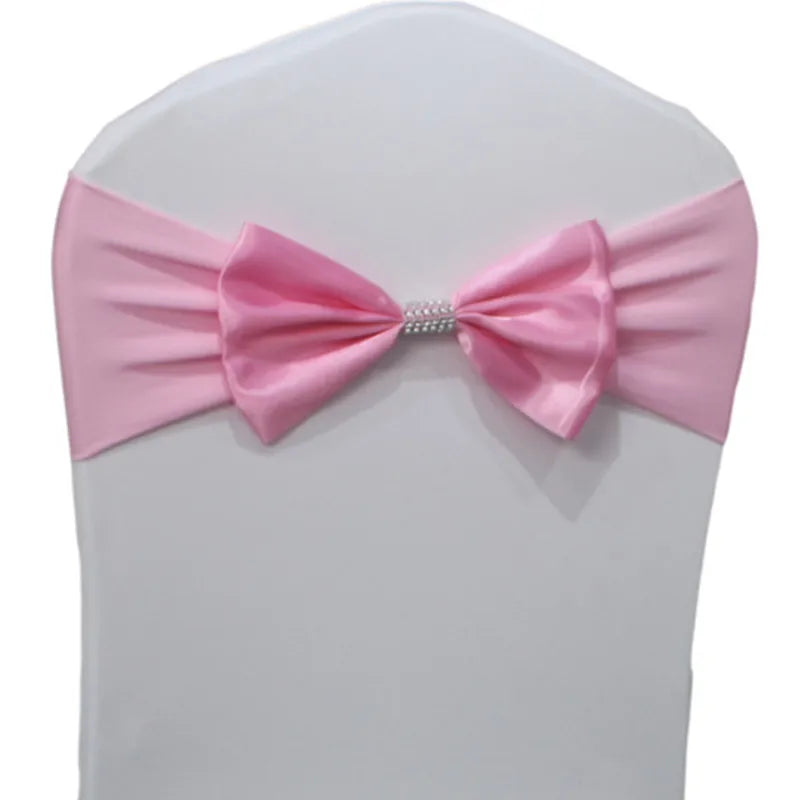 10pcs/50pcs Free Tie Wedding Satin Chair Sash Elastic