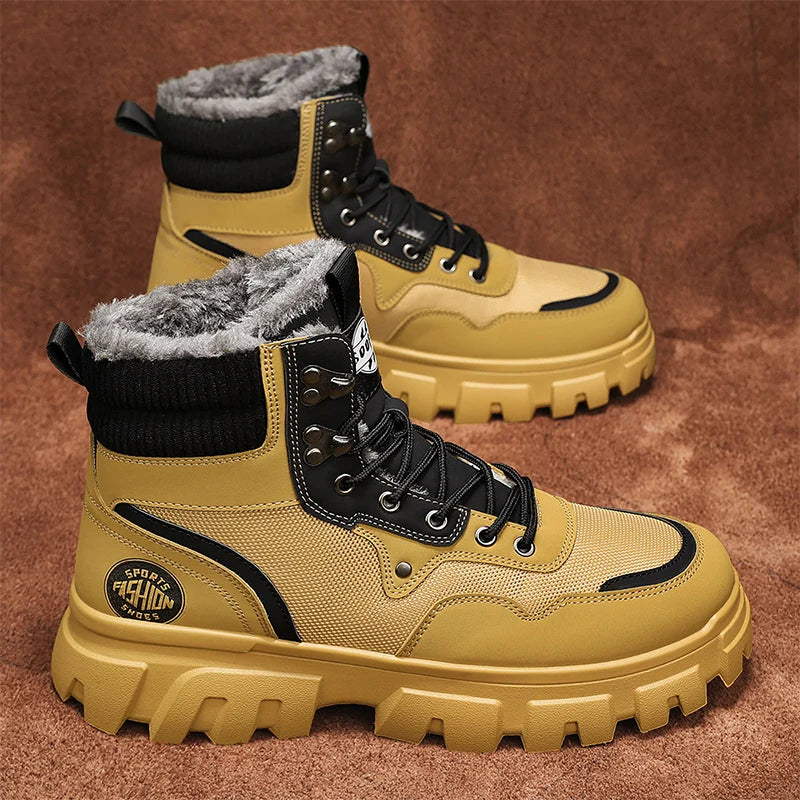 Ankle Boots Men's Winter Biker Motorcycle High Top