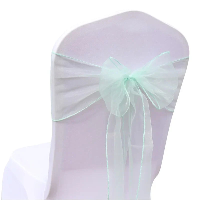 50PCs/lot Wedding Chair Decoration Organza Chair Sashes Knot