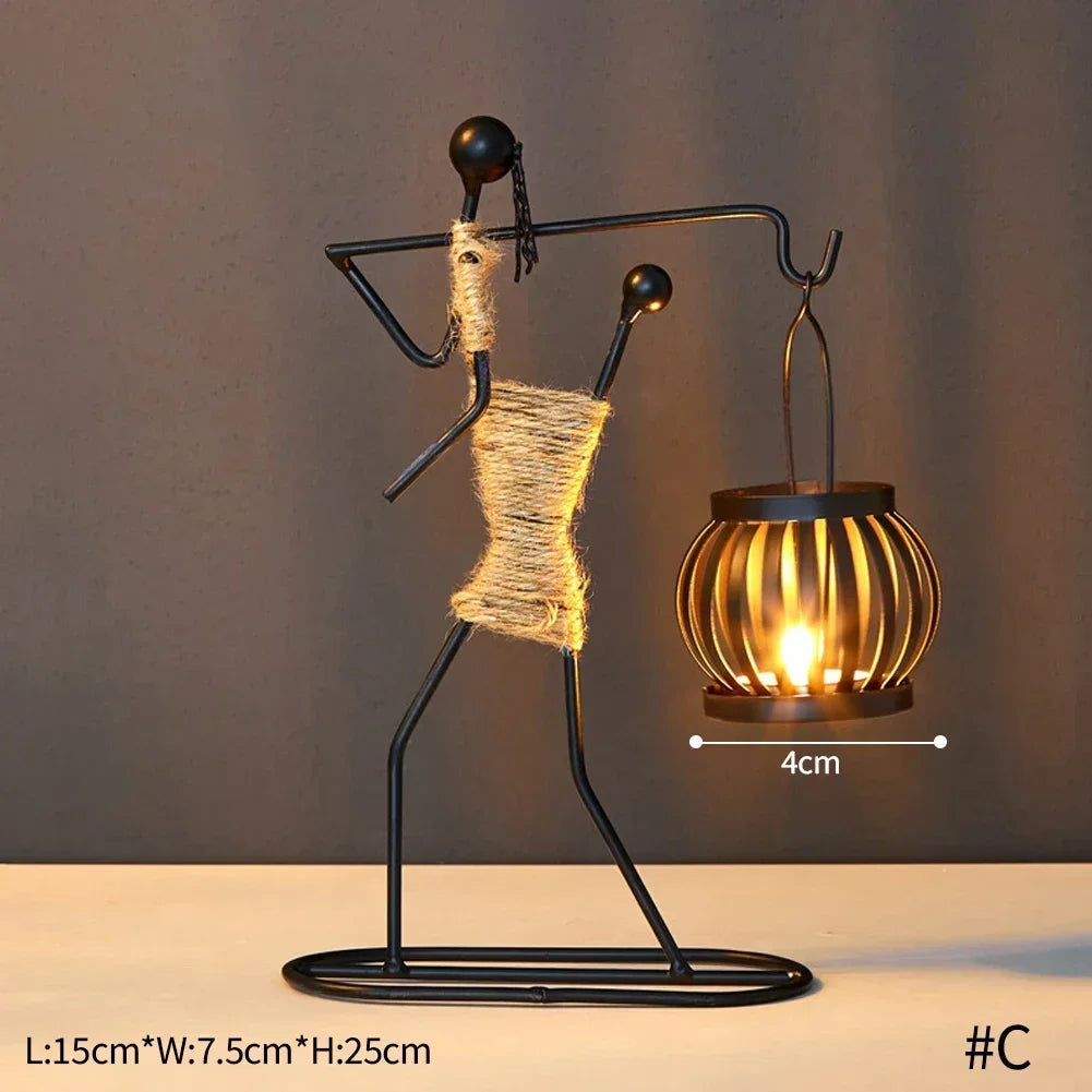 Nordic Metal Candlestick Abstract Character Sculpture Candle Holder
