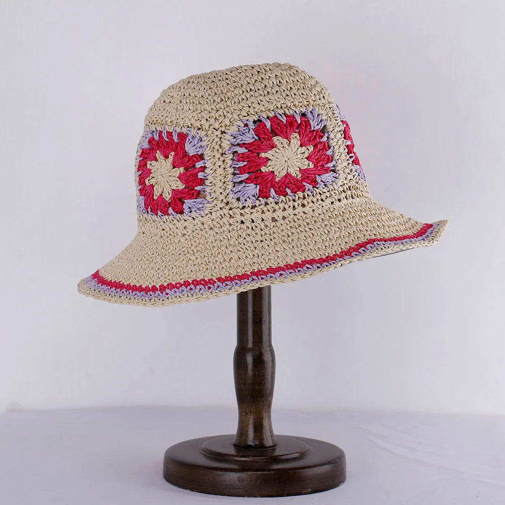 Hollowed Womens Straw Hats crochet hat bucket hat