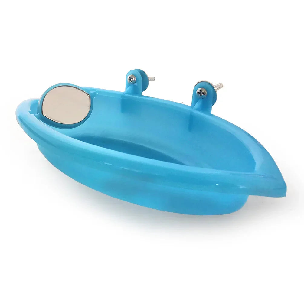 Pet Bird Bath Cage with Mirror, Parrot Bathtub,