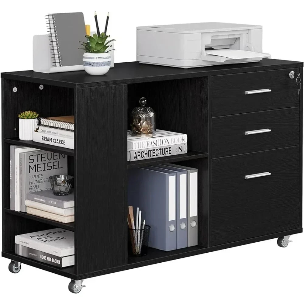 Mobile Wood File Cabinet Filing Cabinets 3 Drawer
