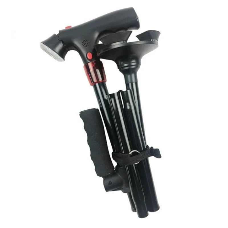 Collapsible Telescopic Folding Cane Elder Cane LED With