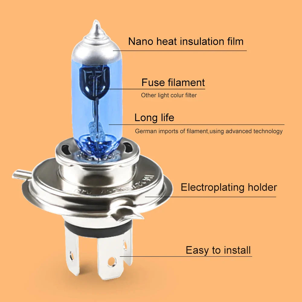 10pcs H4 60/55W 100W Car Halogen Bulb 12V Super Xenon White Headlight Lamp