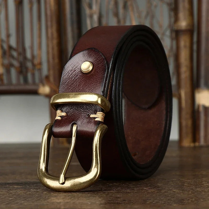 3.8CM Pure Cowhide Genuine Leather for Men High
