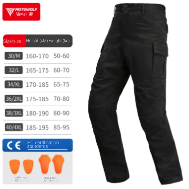 MotoWolf Motorcycle Riding Pants Men's Motorcycle Windproof And Anti Fall Pants Racing Casual Workwear Pants Biker Jeans Atv