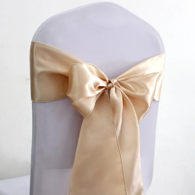 25pcs Rose Gold Satin Chair Bow Sashes Wedding