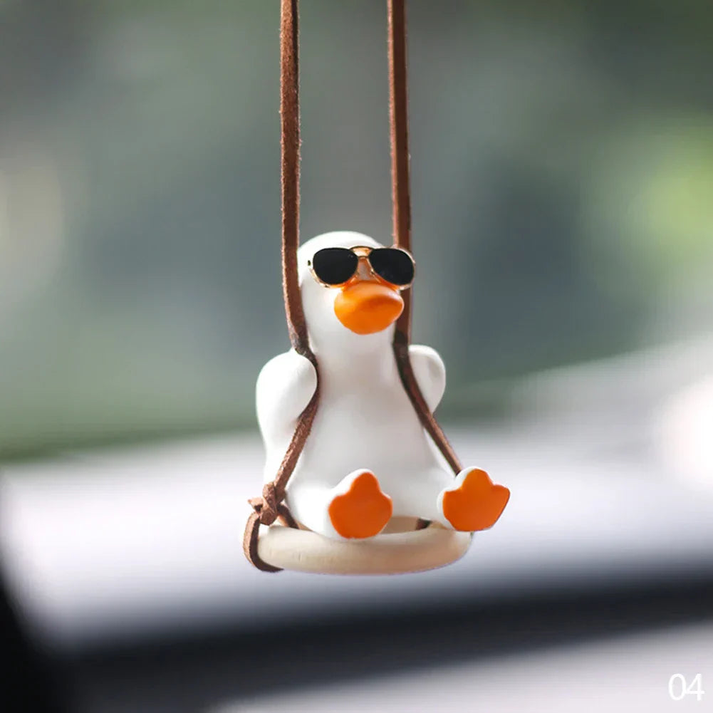 Gypsum Cool White Swing Duck with Sunglasses Automoblie