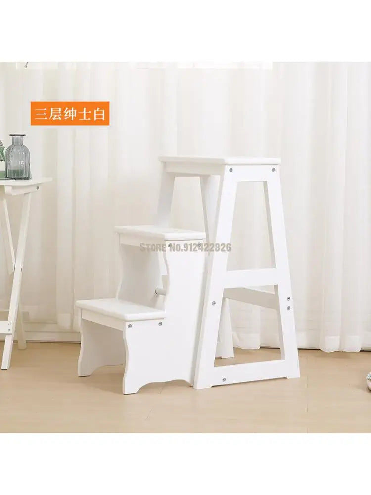 Solid Wood Household Multifunctional Folding Ladder Chair Indoor